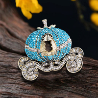 Broches de luxe en cristal pour femme, motif calèche citrouille vintage, pour fêtes et banquets