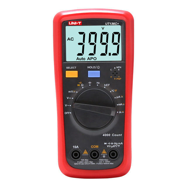 UNI-T UT136C Professional Auto-Range Digital Multimeter 4000 Counts DMM for Electrical Testing with Temp & Frequency Measurement