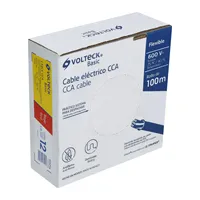 Câble rectangulaire en PVC rouge torsadé VOLTECK THW CCA 12 AWG, 1 rouleau de 100 mètres, 300V IP20 0-50C, usage bâtiment/industriel
