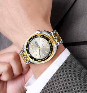 Montre homme nouvelle collection, style business, personnalisable, classique bicolore or et argent avec cadran vert et autres couleurs. - Product Image 2