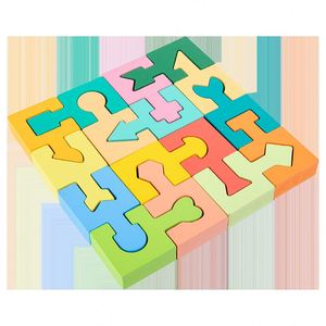 Jeu d'entraînement à la concentration coloré de 16 pièces, formes géométriques à associer, puzzles en bois créatifs pour les tout-petits - Product Image 6