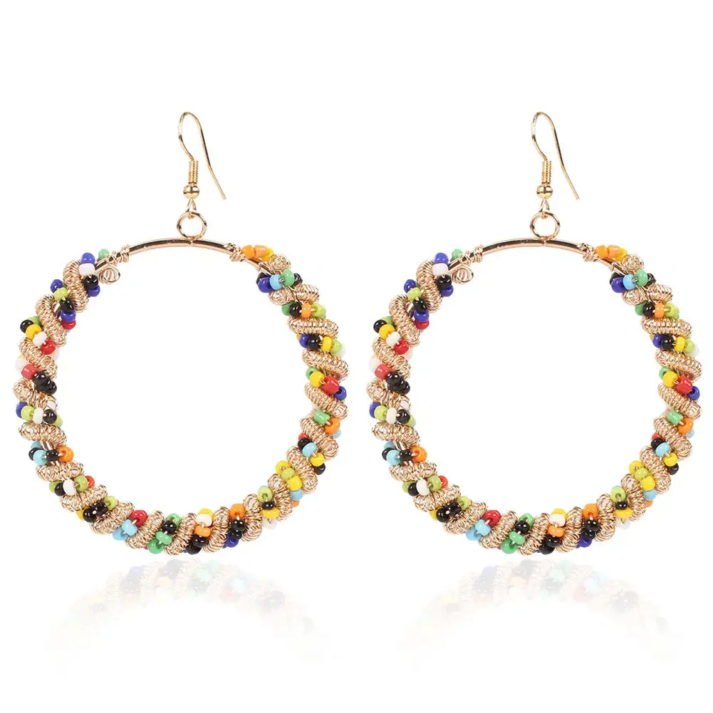 Geili Boucles d'oreilles en perles de rocaille Miyuki faites à la main, mode bohème, perles en fil torsadé Boucles d'oreilles en forme de cœur d'étoile pour femmes