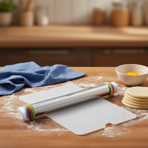 Rodillo de amasar ajustable de acero inoxidable Vevor con anillos de grosor ajustables, tabla de repostería y tapete para hornear para amasar y hornear. - Product Image 2