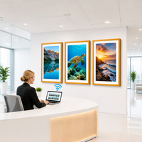 Cadre photo numérique tactile haute résolution 4K UHD 43/49/55 pouces avec prise en charge vidéo MP3 et AVI Horloge de galerie d'art en bois NFT Web3