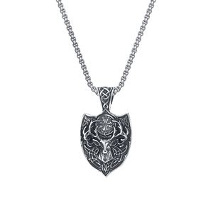 Collier Hip Hop pour Homme en Acier Inoxydable avec Pendentif Tête de Taureau, Style Rétro Punk, Or, Corne de Chèvre Satan, Crâne, <span class=keywords><strong>Symbole</strong></span> Chrétien - Product Image 1