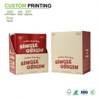 Boîtes en carton personnalisées pour sachets de café filtre, boîte à plateau rouge crème pour emballage de café d'origine unique, boîtes cadeaux en papier en gros