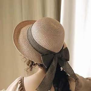 Cappelli da Sole in Paglia da Donna Estivi da Spiaggia con Tesa Larga, Nastri, Pieghevoli, UPF 50+, con Cinturino - Product Image 4