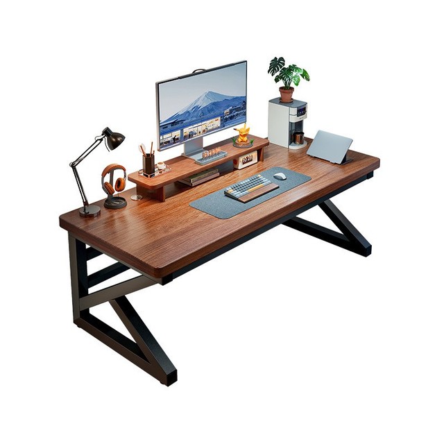 Large Size Industrial Wooden Desk, Sturdy Metal Legs Computer Workstation, Spacious Home Office Desk for Gaming & Working