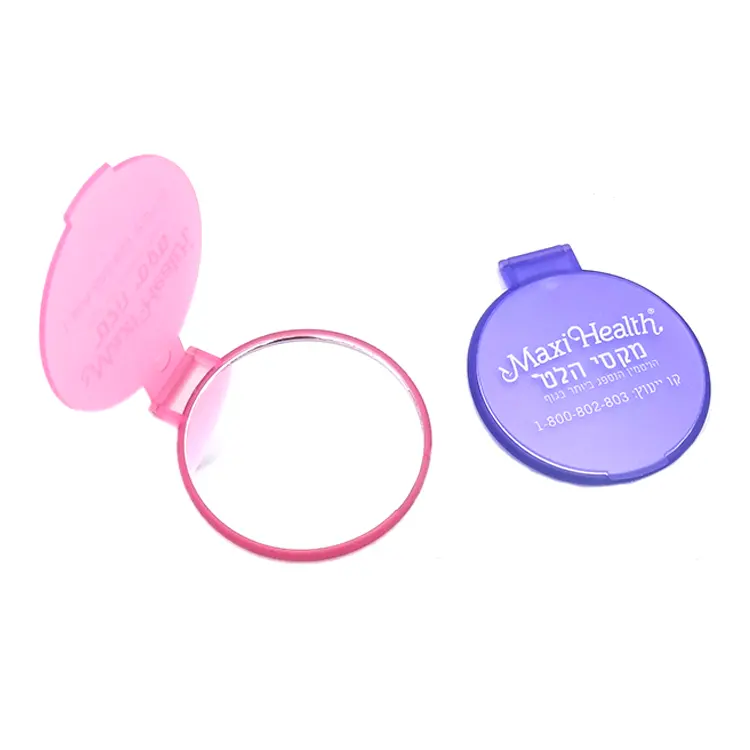 손님을위한 작은 선물 맞춤형 광고 판촉 접이식 원형 단면 미니 플라스틱 휴대용 거울 핸드 헬드