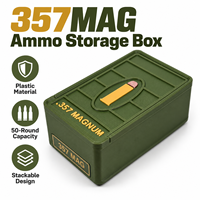 Boîte de rangement pour munitions 357 Magnum, capacité de 50 cartouches, PVC léger, portable, empilable, organisateur de munitions pour cartouches, noir