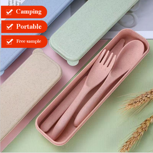 Biểu Tượng Tùy Chỉnh <span class=keywords><strong>3</strong></span> <span class=keywords><strong>Pcs</strong></span> Muỗng Nĩa Dao Cầm Tay Đũa Bộ Đồ Ăn Setwheat Rơm Dao Kéo Thiết Lập Với Trường Hợp Hộp Cho Du Lịch - Product Image 2