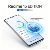 Téléphone mobile Realme 15 EDITION 5G 12 Go + 512 Go Écran 120 Hz Appareil photo 50 MP avec OIS Charge rapide 67 W