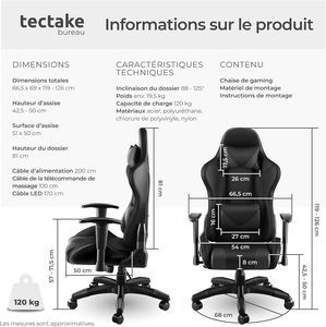 Popolare <span class=keywords><strong>Sedia</strong></span> <span class=keywords><strong>da</strong></span> <span class=keywords><strong>Gaming</strong></span> per Casa e Ufficio con Massaggio, Design Racing, LED RGB, Poggiatesta e Supporto Lombare per Giocatori - Product Image 6