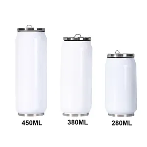 DIY blank heat transfer coated cans Stainless Steel Soda Cans 11oz 15oz 17oz Double Wall Vacuum Insulated with Lid