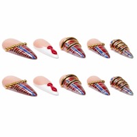 Faux ongles réutilisables à presser, motif à carreaux vintage, peints à la main, extensions d'ongles longs en acrylique forme amande avec perles dorées pour nail art