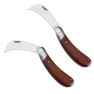 سكين منقار الصقر جودة عالية غير القابل للصدأ مقبض خشبي قابل للطي سكين برعم التقليم والتطعيم