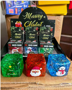 Christmas Squishy Cube Fidget Santa Snowman Tree Transparent Stress Relief Squeeze Cube Xmas Party Sensory Toy <b>Gift</b> for Kids - Product Image 1