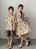 Nouvelle Collection Été 2026 : Tenues Assorties Famille – Robe Fleurie Maman et Moi, Chemise Papa et Garçon avec Short – Vêtements F22M