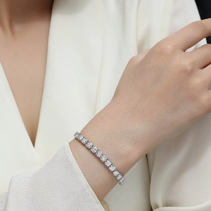 Listo para Enviar: Pulsera de Lujo con Gemas para Hombre y Mujer, Pulsera de Plata 925, Cadena de Tenis con Gemas, Cadena de Tenis de Moissanita de 5mm - Product Image 4