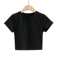 Grosir kustom cetak logo wanita terlaris kaus pendek cetak gambar 95% katun 5% spandeks Wanita kaus crop