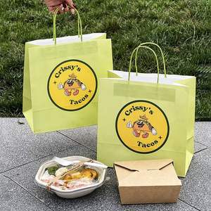Custom Recyclable Restaurant Taco Food Delivery Bag Fastfood Takeout <b>Paper</b> Bag Kraft <b>Paper</b> Bags Packaging for Food Takeaway - Product Image 1