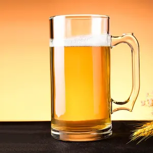 Taza de cerveza sin plomo, Base pesada, gruesa, de gran capacidad, para beber, artesanal, vaso de vidrio de cerveza con mango