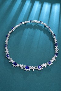 <span class=keywords><strong>Collana</strong></span> da Donna di Lusso con <span class=keywords><strong>Zaffiro</strong></span> Blu Sintetico in Argento 925, Gioiello di Moda con <span class=keywords><strong>Diamanti</strong></span> a Forma di Fiore - Grande Successo di Vendita - Product Image 3