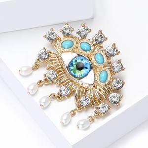 Pin Personalizado con Ojos Azules, Colgante de Perla, Insignia de Cristal con Diamantes, Pin de Metal para Mochila, Regalo de Moda para Mujer - Product Image 6