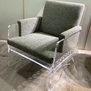<span class=keywords><strong>Fauteuil</strong></span> fantôme moderne avec structure en acrylique transparent, chaise d'appoint rembourrée transparente pour hôtel de charme et intérieur contemporain - Product Image 2