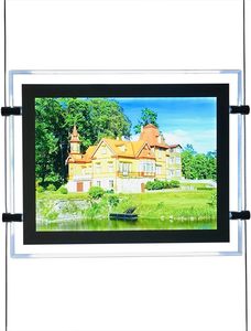 Cadre d'affichage LED rétroéclairé en acrylique cristallin pour affiches publicitaires suspendues en vitrine immobilière - Product Image 1