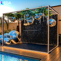 LEDA Custom Events Arche lumineuse noire pour événements et mariages, toile de fond détachable, cabine photo avec éclairage LED