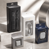Boîte en carton blanc personnalisée avec fenêtre, emballage électronique, carton à fentes, fenêtre en PET, boîte cadeau pliable pour service OEM ODM