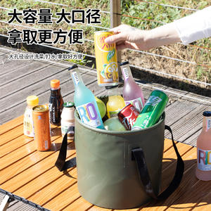 ถังพับแบบพกพาพีวีซีอเนกประสงค์สำหรับตกปลากลางแจ้งพร้อมที่จับคู่สีเขียวเข้ม - Product Image 2