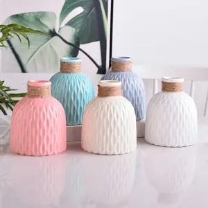High Quality Minimalist Modern Hemp Rope Control Vase Plastic Vase Flowers for Home Party Decoration
