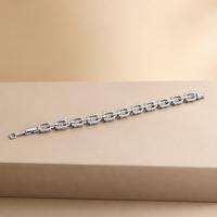 Bracelet chaîne trombone en laiton argenté pour femme, serti de zircons CZ, bracelet à maillons entièrement scintillant, cadeau élégant