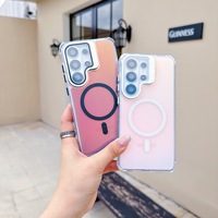 Coque de téléphone magnétique colorée effet caméléon antichoc quatre coins avec cache-caméra coulissant et béquille pour Samsung S26 Ultra S25 Ultra