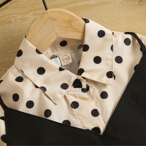 Robe en coton à pois pour bébé et enfant en bas âge 2026 avec <span class=keywords><strong>ceinture</strong></span>, col en V, manches longues, 2 pièces, robe pour filles, printemps-été - Product Image 3