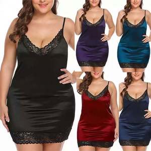 6XL Übergröße Nachthemd Damen Sexy Spitze Patchwork Schlafanzug Dessous Übergroßes Nachthemd Nachtkleid - Product Image 1