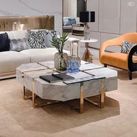 Table basse de luxe moderne pour salon, table à café en marbre et acier inoxydable pour la maison et l'hôtel