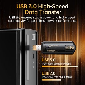 Adaptador <span class=keywords><strong>USB</strong></span> WiFi 7 Biaze BE6500, Tarjeta de Red Inalámbrica Tribanda, 6500Mbps, <span class=keywords><strong>USB</strong></span> 3.0, Dongle WiFi 2.4G 5G 6GHz para PC y Laptop - Product Image 3