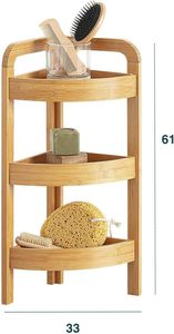 Étagère d'angle en bambou à 3 niveaux, élégante et durable, 33 x 23 x 61 cm, parfaite pour toutes <span class=keywords><strong>les</strong></span> pièces, optimise l'espace pour <span class=keywords><strong>les</strong></span> <span class=keywords><strong>livres</strong></span> - Product Image 3