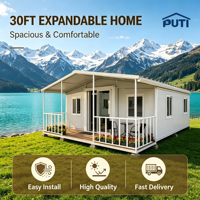 Maison conteneur modulaire préfabriquée extensible à double aile de 30 pieds, résistante aux tremblements de terre et au vent, installation rapide et personnalisable