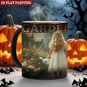 Mug en céramique noir givré de 11 oz, tasse sensible à la chaleur pour sublimation, design jardinage - Product Image 6