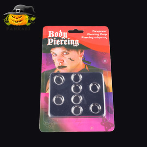 Anneau de nez en plastique en forme de U pour Halloween, sans perçage, boucle unique, accessoire de fête costumée, couleur argentée ronde - Product Image 2