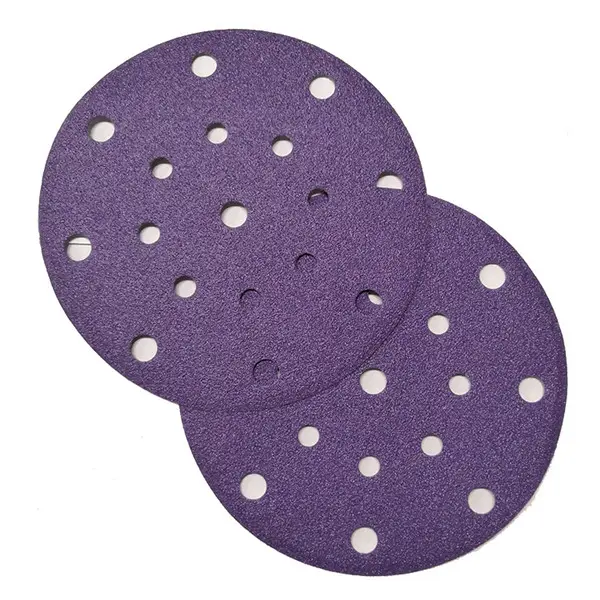 Gancho y bucle de disco abrasivo de cerámica púrpura, 6 pulgadas, 17 agujeros, 150mm, 5 pulgadas, 8 agujeros, disco de lijado, suministro de fábrica de alta calidad