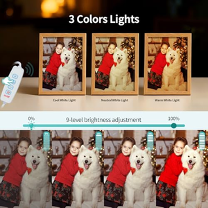 Espejo con Luz LED, Lámpara de Estilo Espejo, Cuadro Luminoso, Marco de Fotos Iluminado para Mesita de Noche, Luz Ambiental, Luz de Fotografía con Resplandor - Product Image 2