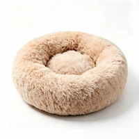 Private Label Maßgefertigtes Rundes Donut-Haustierbett Ultra Weiches Langhaariges Flauschiges Katzen- und Hundebett Abnehmbare Waschbare Zottelige Haustier-Sofamatte