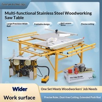 Scie à table électrique pliante KY JT100 en acier inoxydable pour le travail du bois, rail carré, poussée-tirage de précision, double lame coulissante invisible