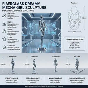 Escultura Mecánica de Diosa Futurista de Fibra de Vidrio con Acabado de Espejo <span class=keywords><strong>para</strong></span> Instalación Artística en Exteriores y Decoración Cyberpunk - Product Image 4