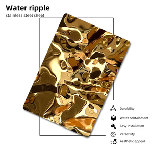 Placa de hoja de acero inoxidable ondulada de agua de <span class=keywords><strong>Color</strong></span> dorado plateado 201 304 1500MM para decoración de Panel de pared de techo - Product Image 2